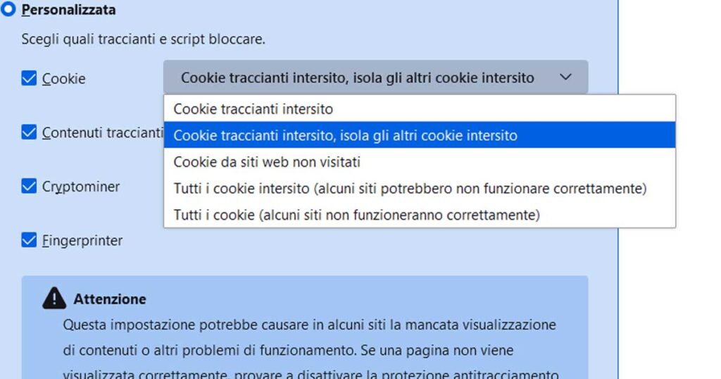 Come abilitare e bloccare i cookie in Firefox.