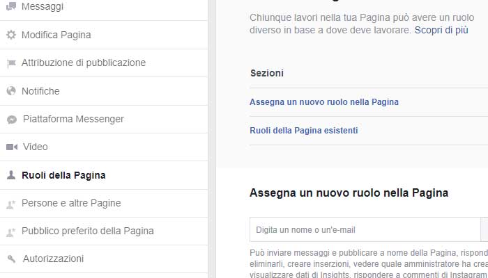 Nominare amministratore pagina Facebook.