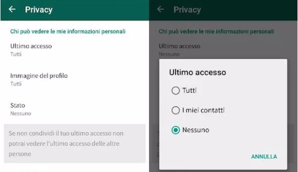 ultimo accesso su WhatsApp