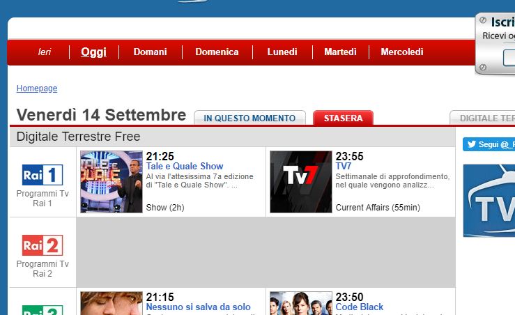 Programmi Tv - Stasera