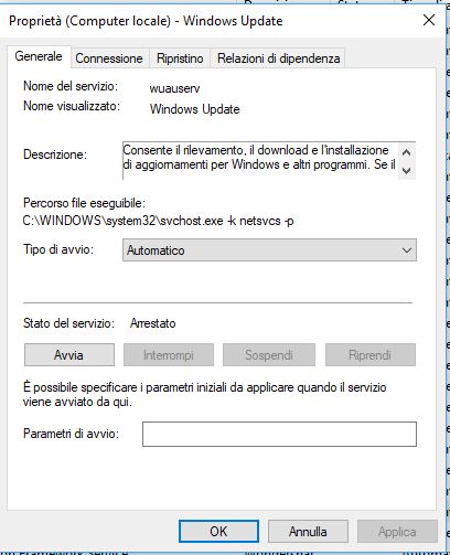 Disabilitare aggiornamenti Windows 10