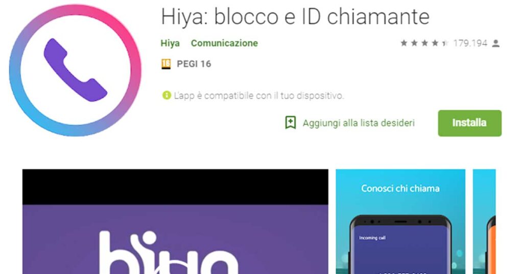 Hiya - Blocco chiamate