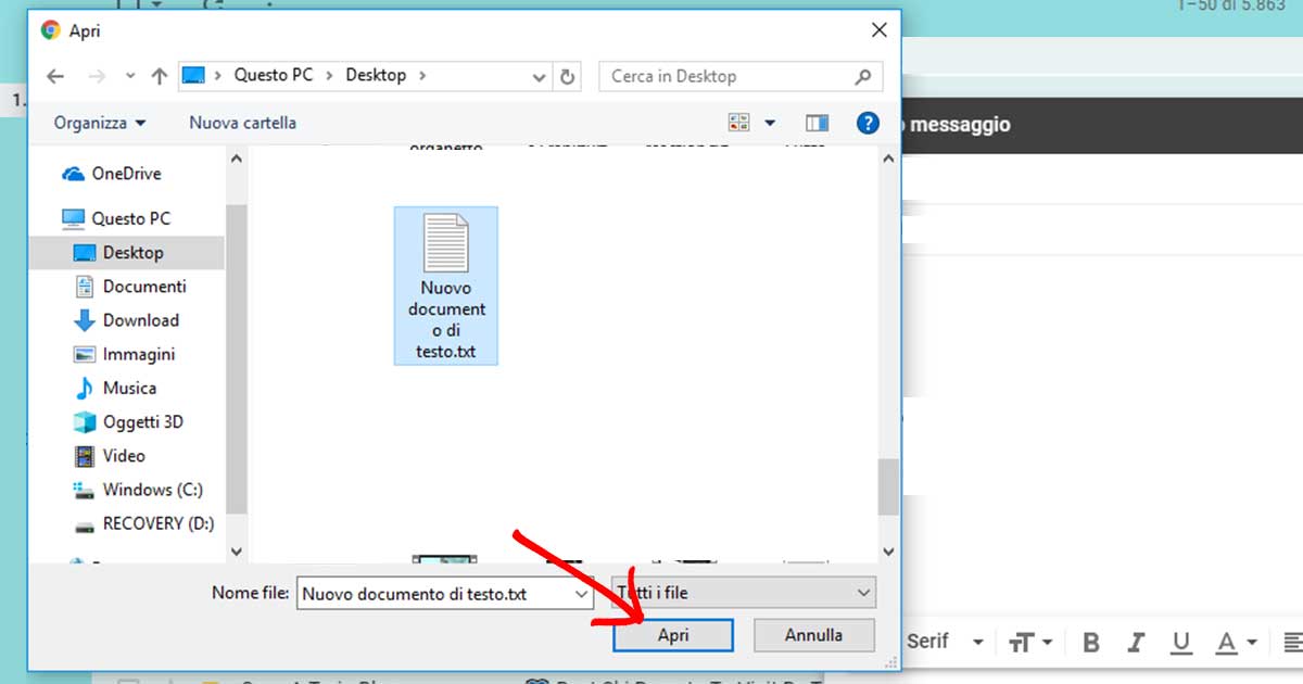 Allegare e spedire documento email