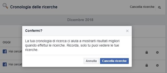 Cancellare tutta cronologia facebook