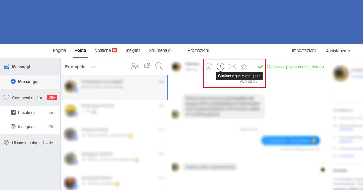 Bloccare qualcuno dai messaggi ricevuti pagina facebook