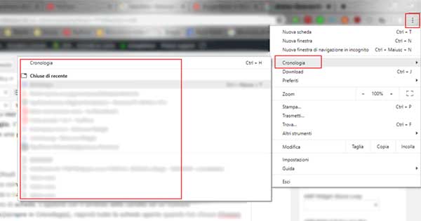 Cronologia schede recenti Chrome
