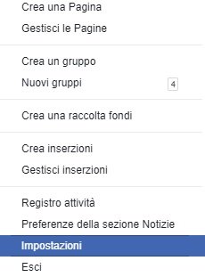 Opzioni setting facebook