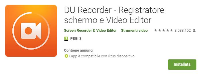 DU Recorder - Registrare schermo android