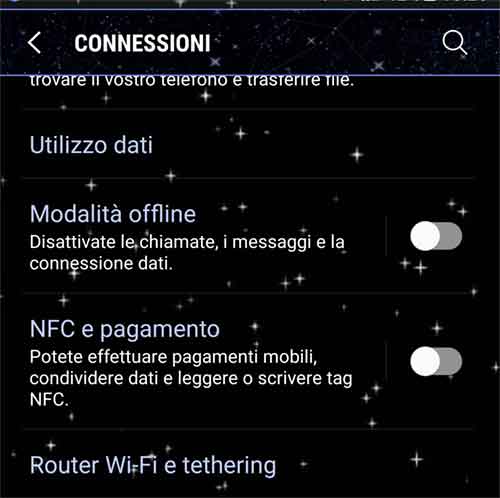 Impostazioni Tethering USB