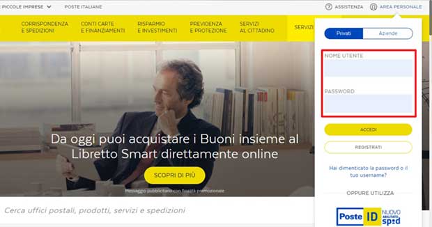 Accesso portale Poste Italiane