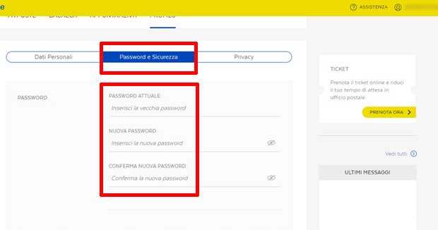 Cambio Password Poste Italiane