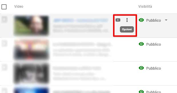 Opzioni cancellazione video youtube