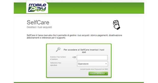 Disattivare MobilePay - Servizi a pagamento