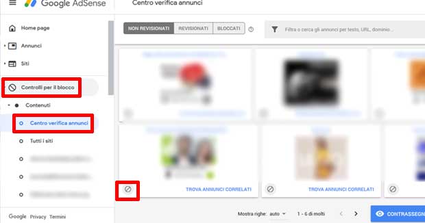 Bloccare annunci specifici Adsense