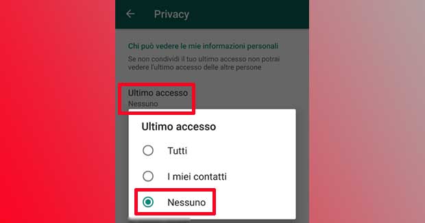 Nascondere stato online Whatsapp