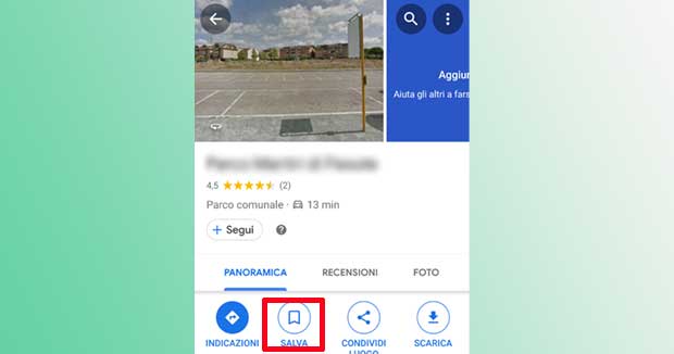 Salvare posizione su Maps.