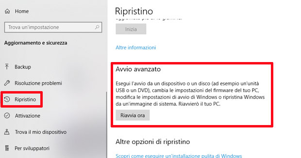 Entrare BIOS Windows.