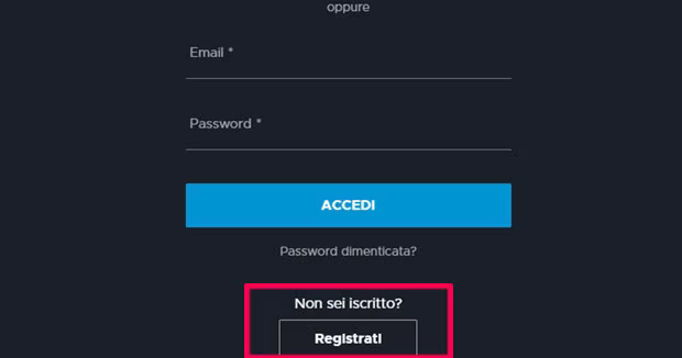 Registrarsi Mediaset Play email