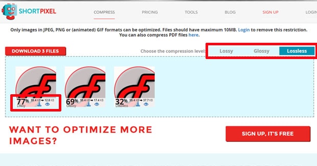 Comprimere immagini online