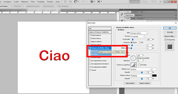 Effetto rilievo testo Photoshop