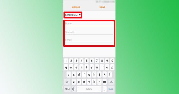 Salvare numero android