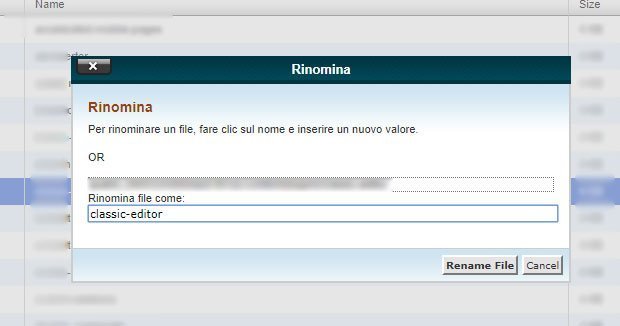 Disattivare plugin wordpress
