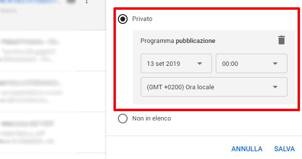 Programmare video youtube ora stabilita