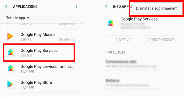 Come Disattivare google play service.