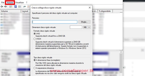 Disco virtuale Windows