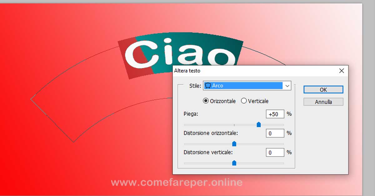 Curvare testo photoshop