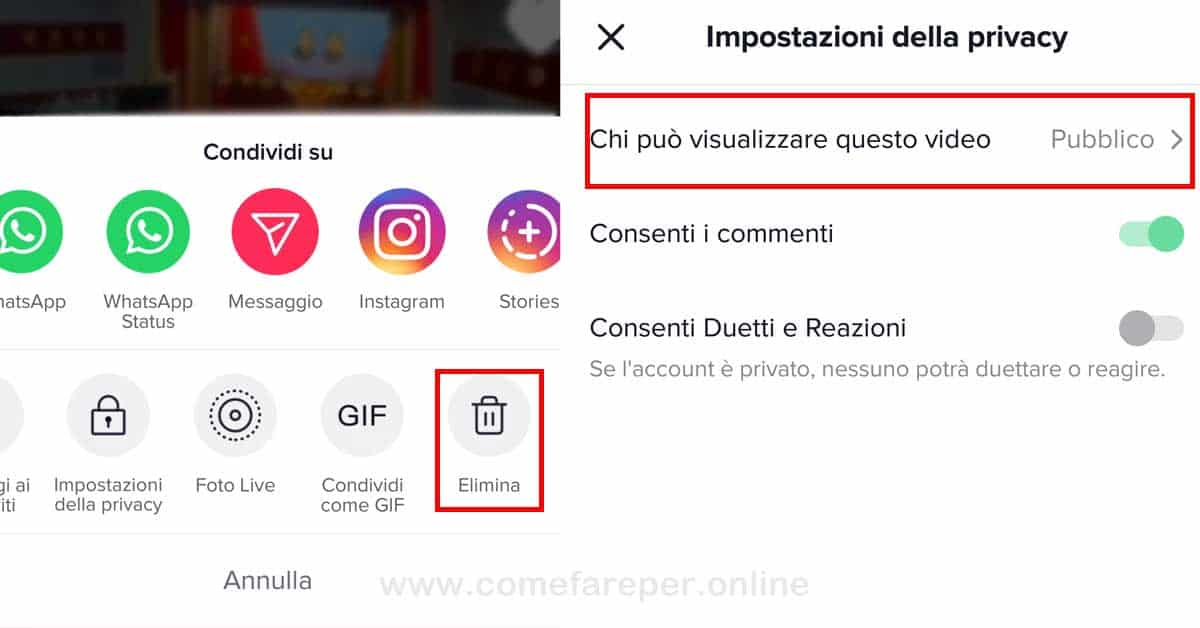 Eliminare video tiktok.