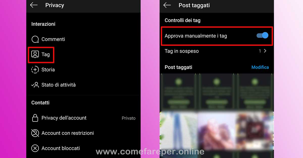 Bloccare tag su Instagram