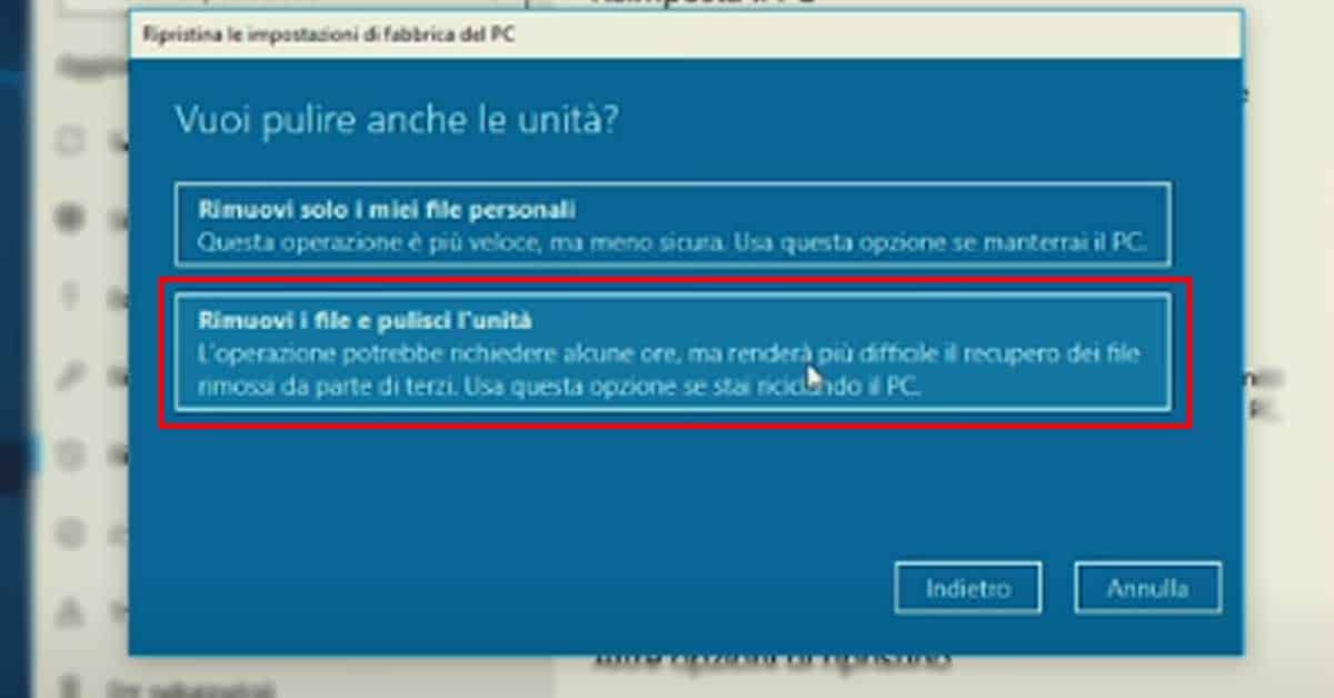 Ripristino totale Windows.