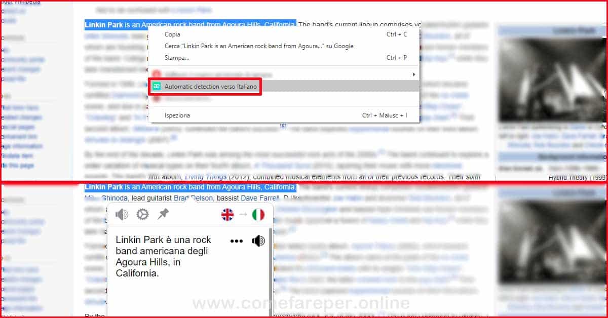 Come tradurre pagina in italiano.