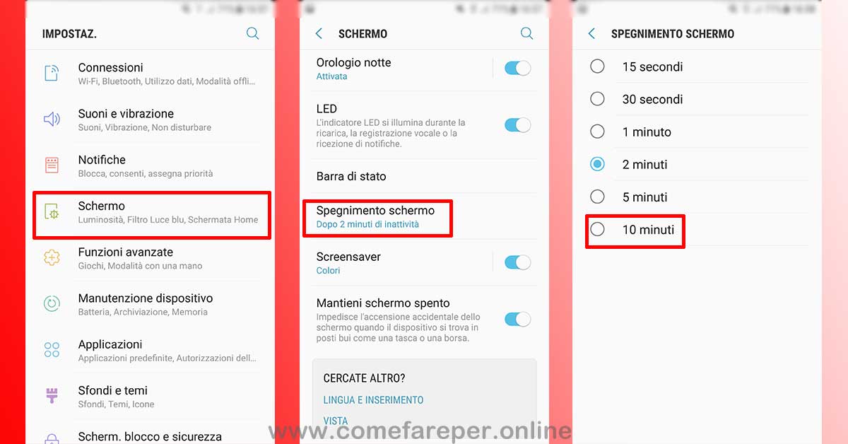 Mantenere schermo accesso Android