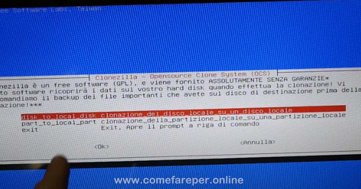 Copiare Hard Disk con Clonezilla