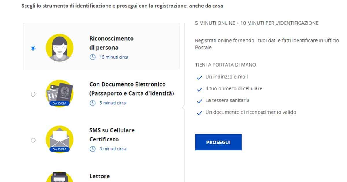 Richiedere SPID online