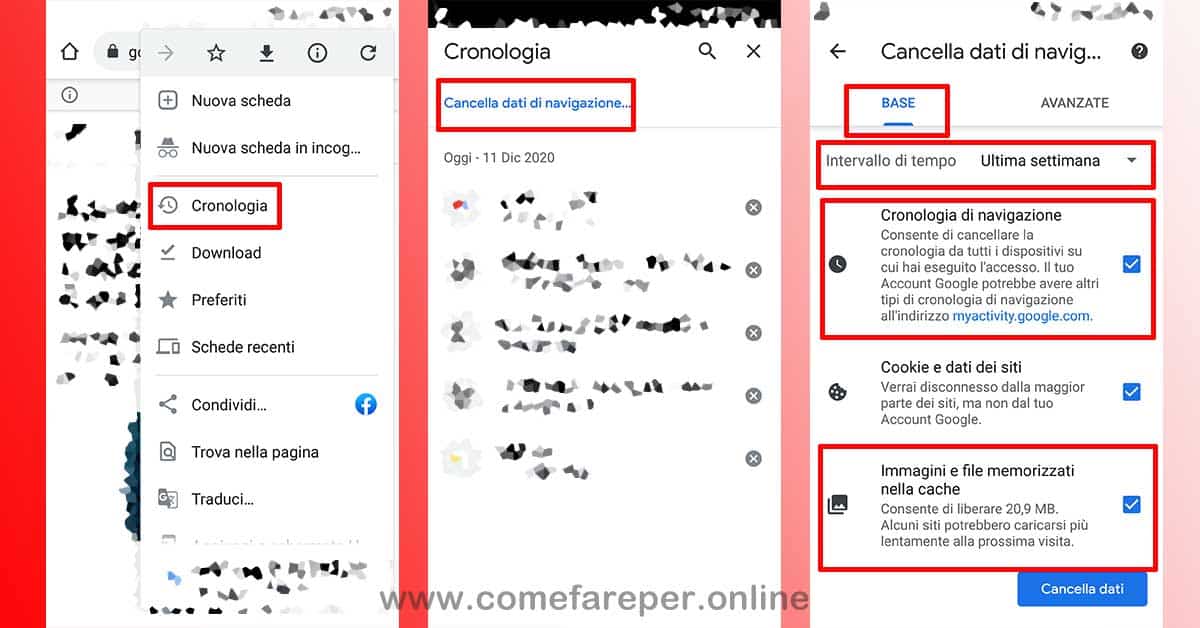 Cancellare cronologia Chrome Android