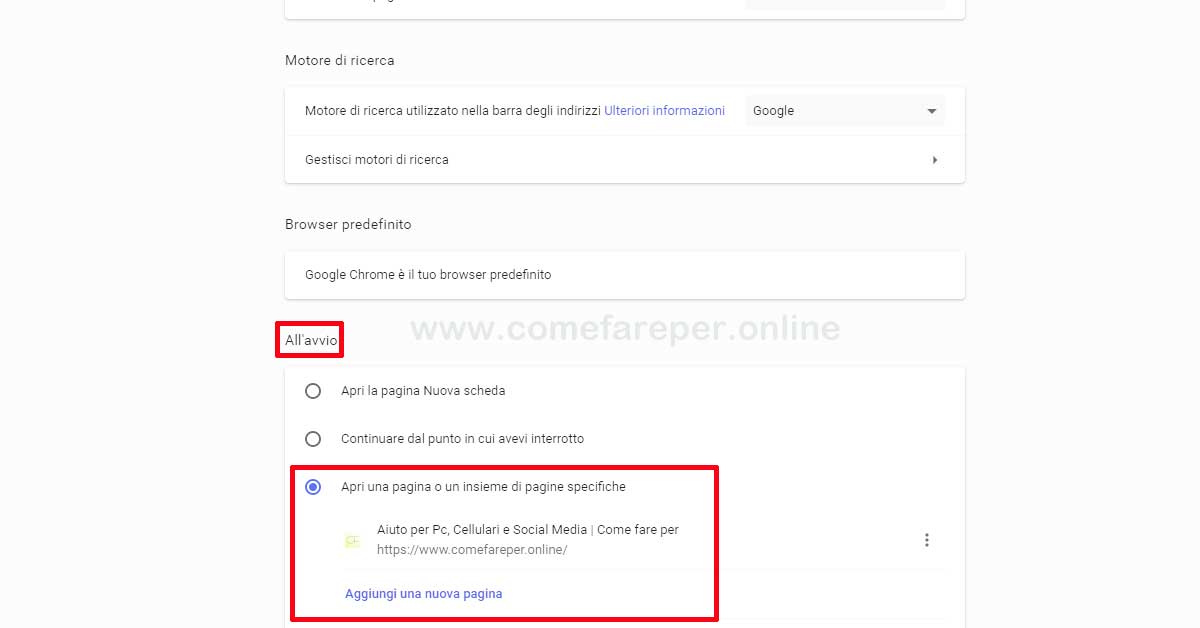 cambiare pagina iniziale chrome Impostare pagina iniziale Chrome.