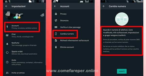Sostituire numero whatsapp.