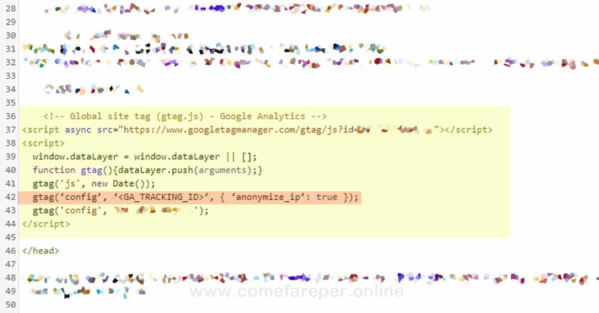 Come anonimizzare IP di Google Analytics.