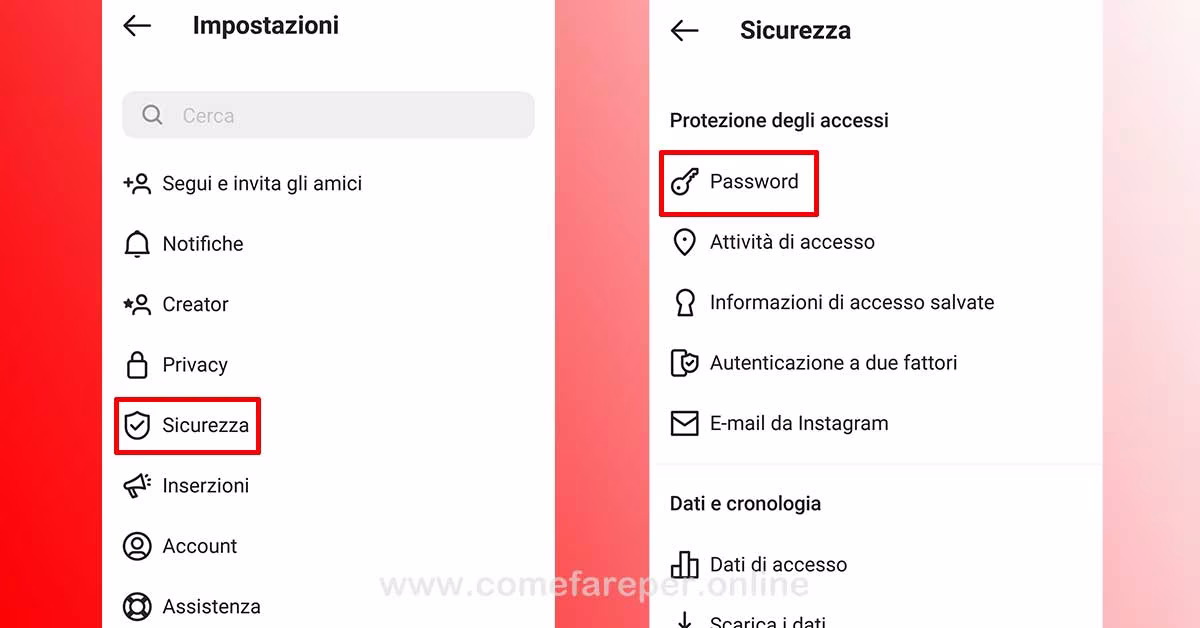 Come cambiare password di Instagram