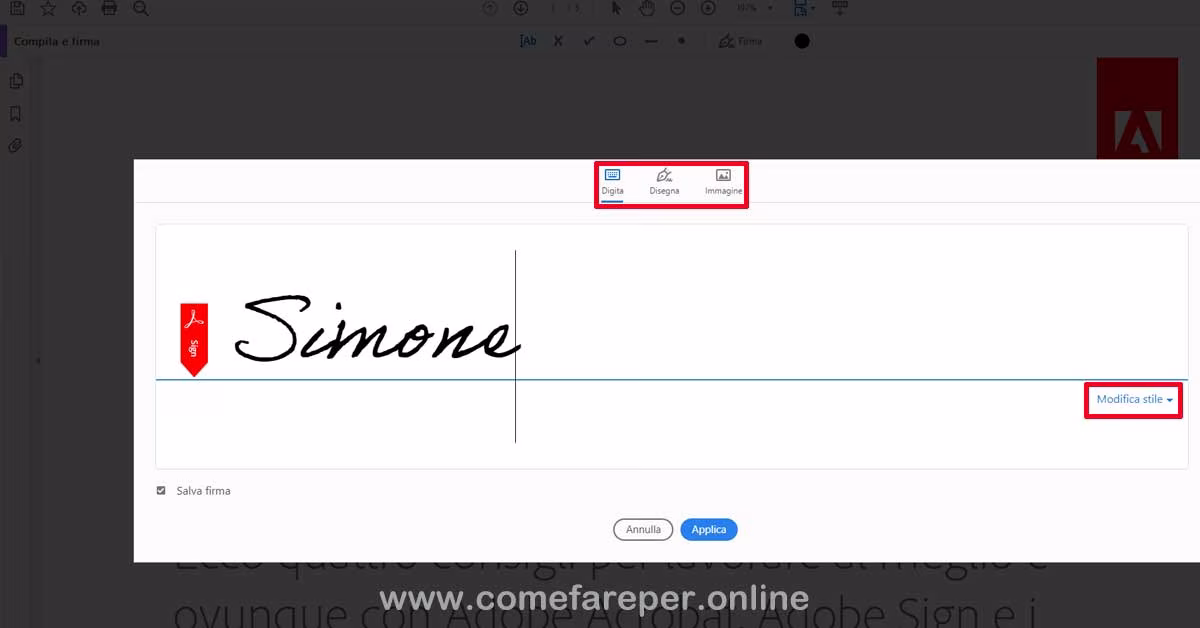 Aggiungere firma a un PDF Come aggiungere la firma a un PDF