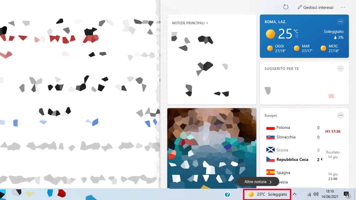 Come disattivare Widget Notizie Windows 10.