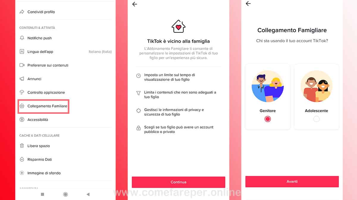 Controllo Genitori TikTok.