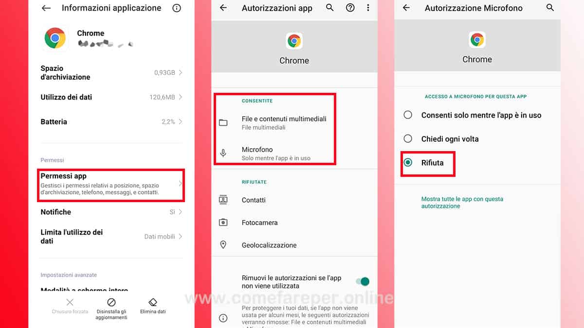 Come disattivare microfono App