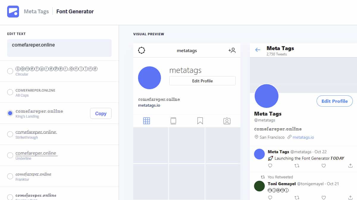 App per font di instagram App font Instagram.