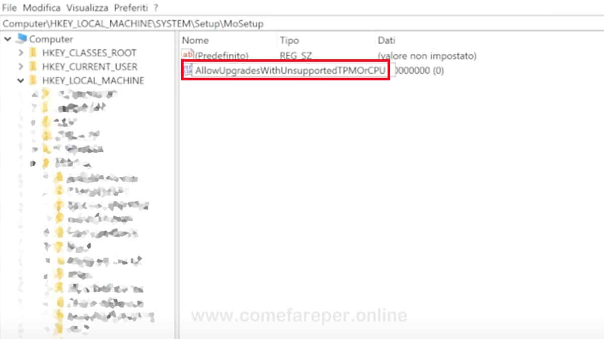 Installare Windows 11 senza TPM 2.0