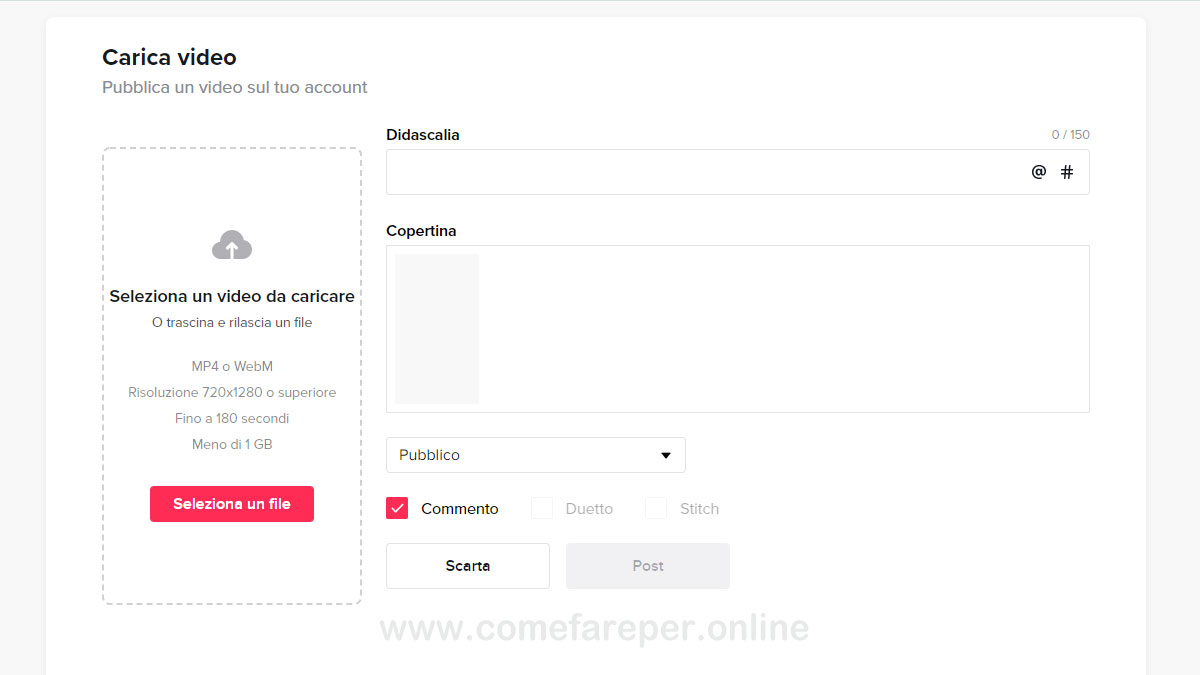 Caricare video su TikTok dal Computer