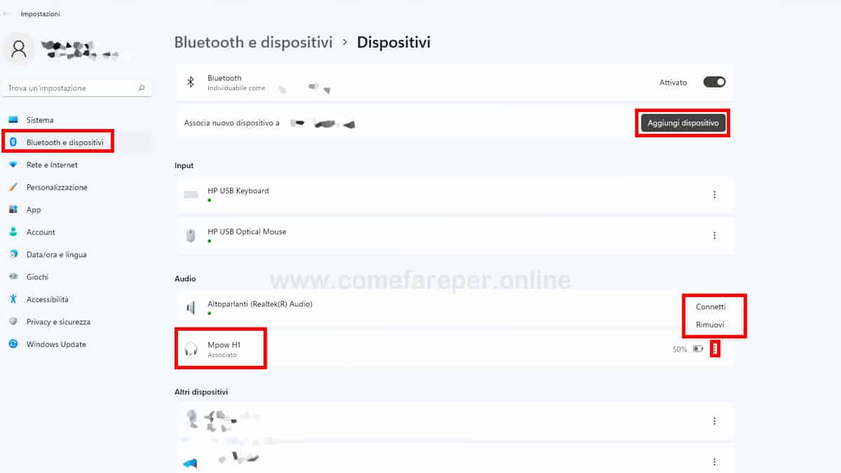 Problema Cuffie che non funzionano in Windows 11.